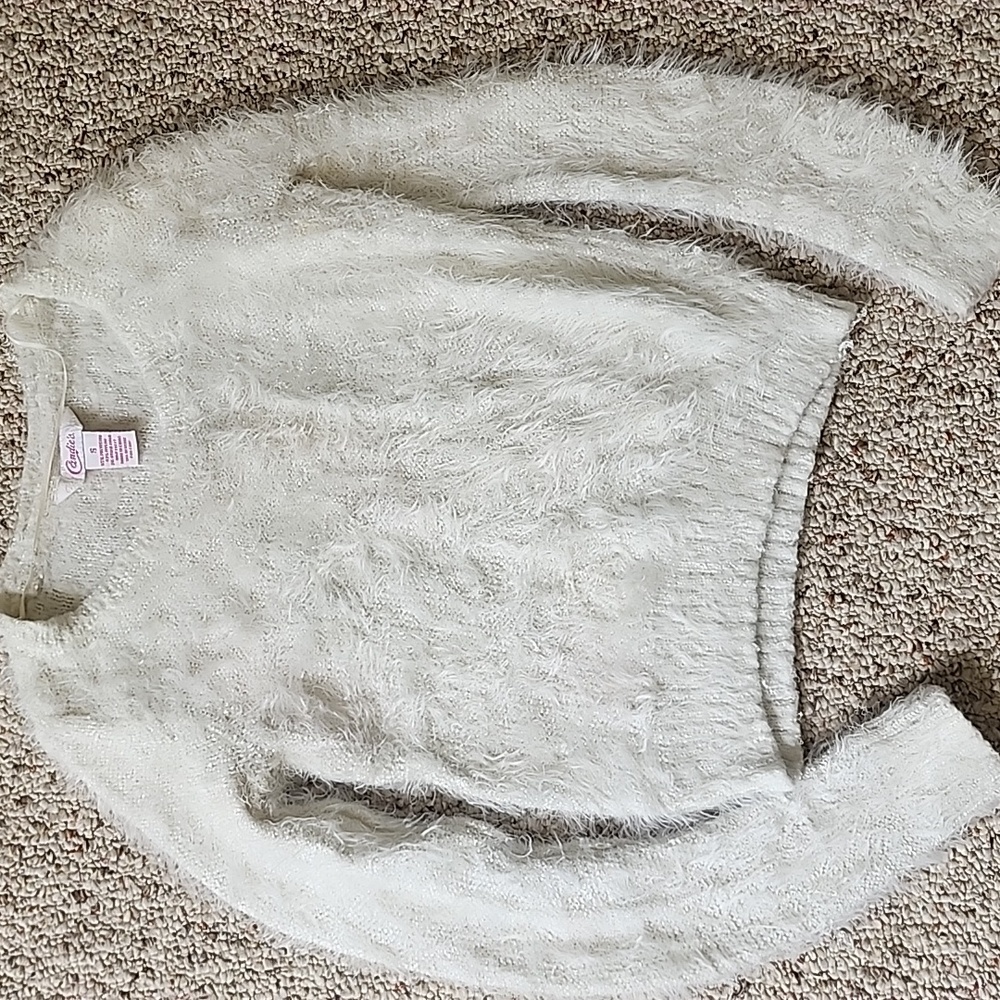 Candies Faux Fur White Sweater